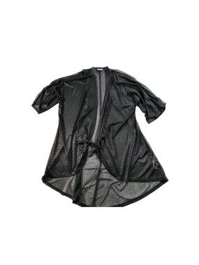 LuLaRoe Black Sheer Open Front Kimono Cardigan With Croc Embossed Pattern Size M